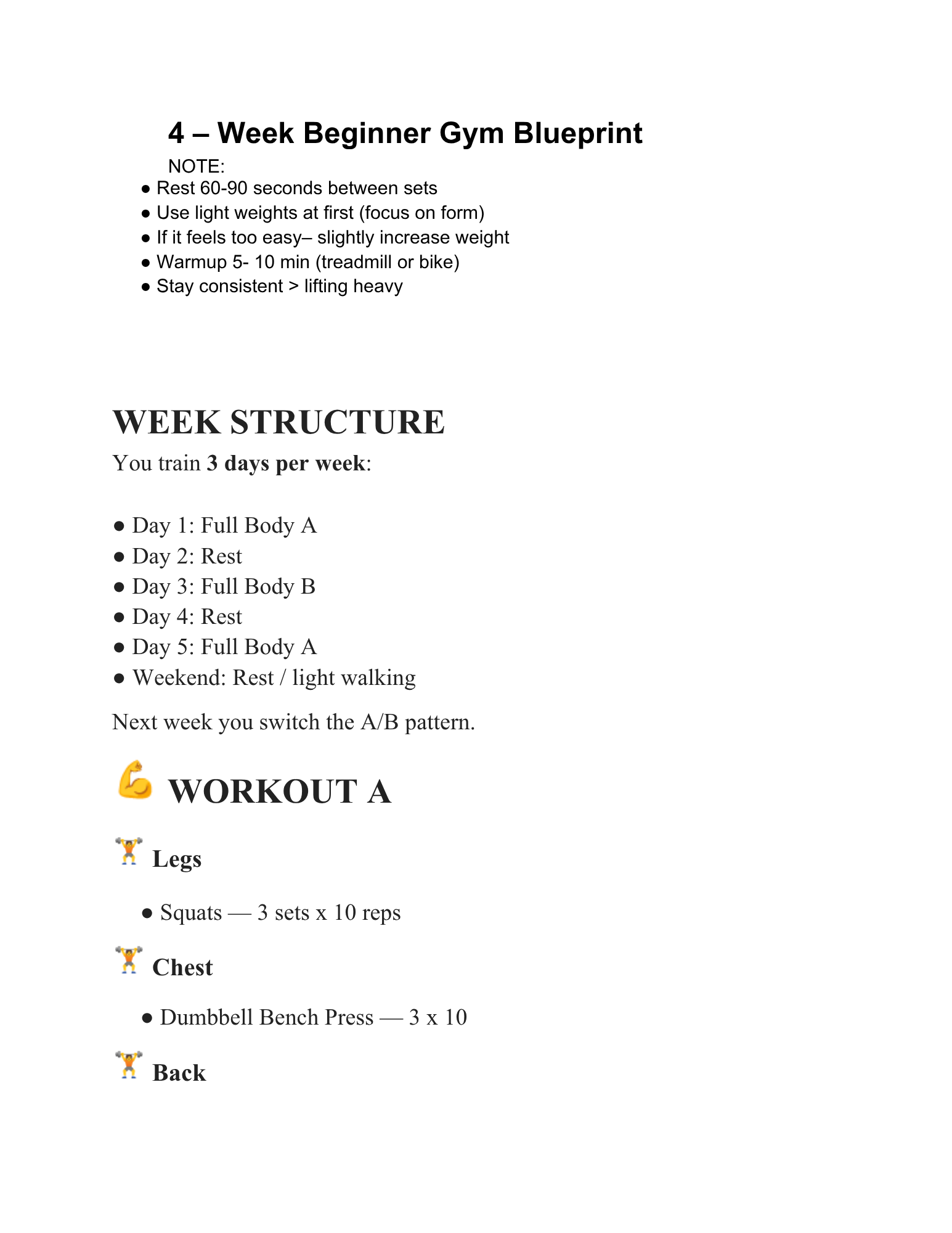4-Week Beginner Gym Blueprint
